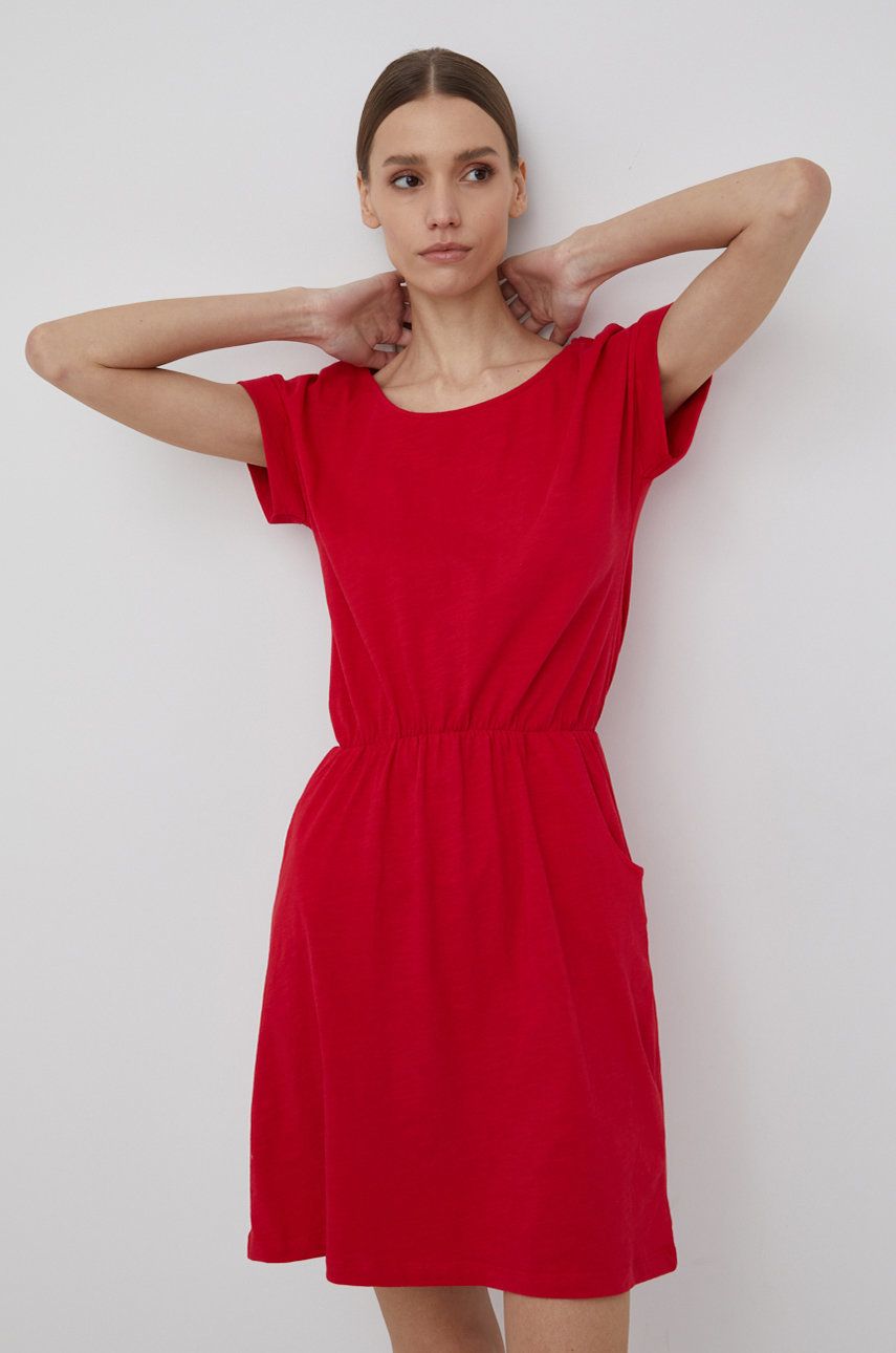 Cross Jeans sukienka bawełniana kolor czerwony mini prosta