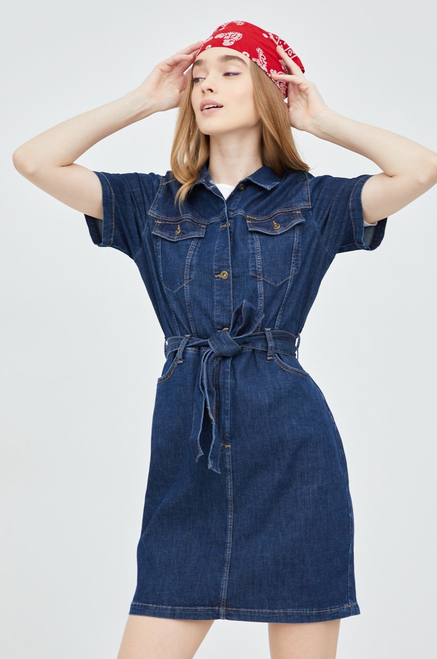 

Джинсова сукня Cross Jeans колір синій mini пряма