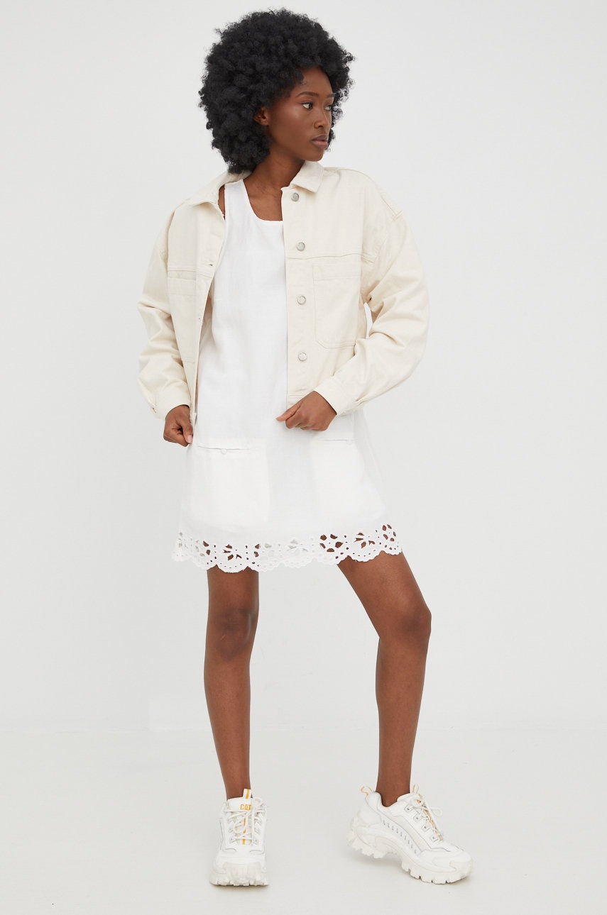 

Льняна сукня RVCA колір білий mini oversize