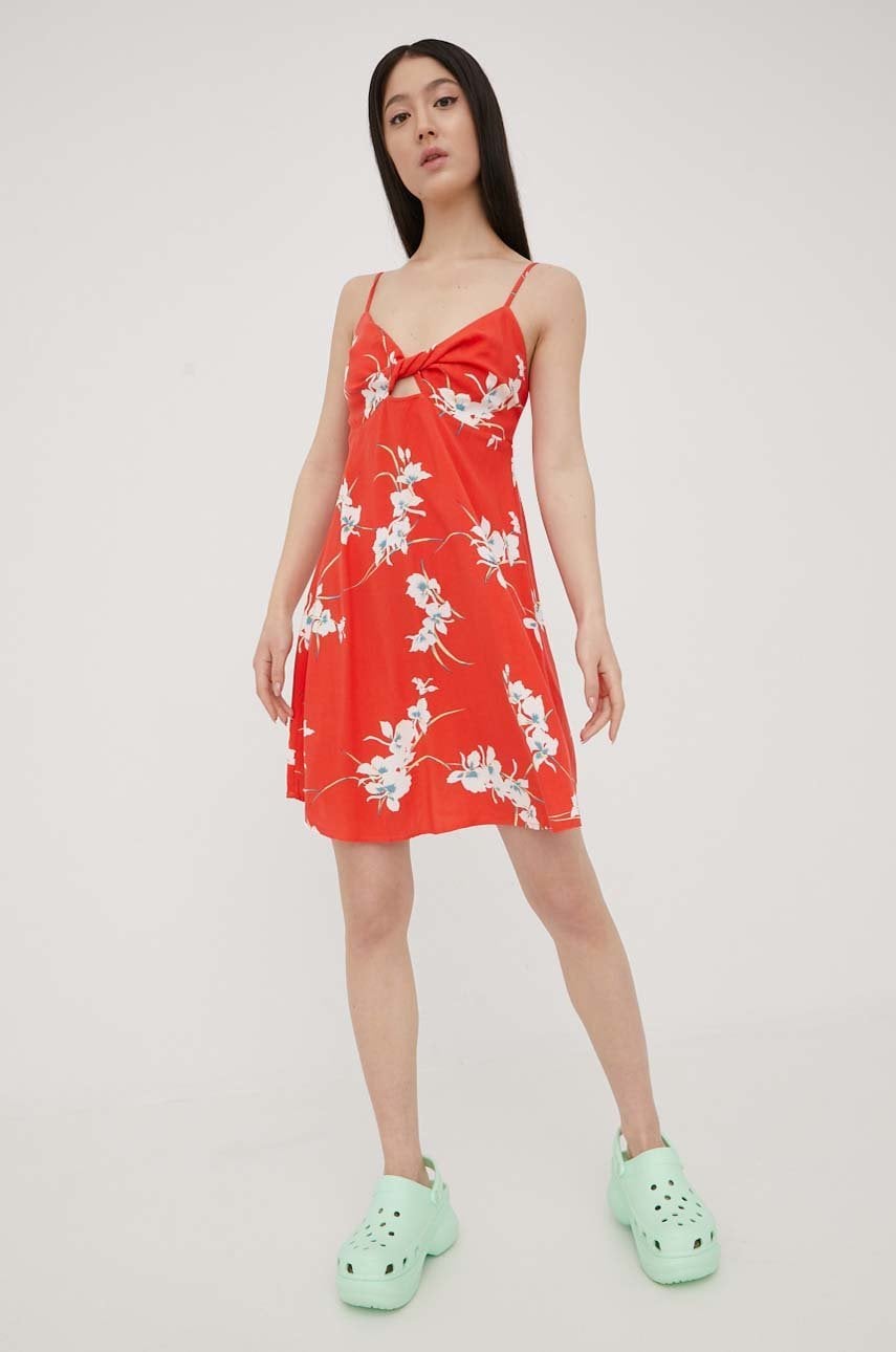 Volcom rochie culoarea rosu, mini, evazati