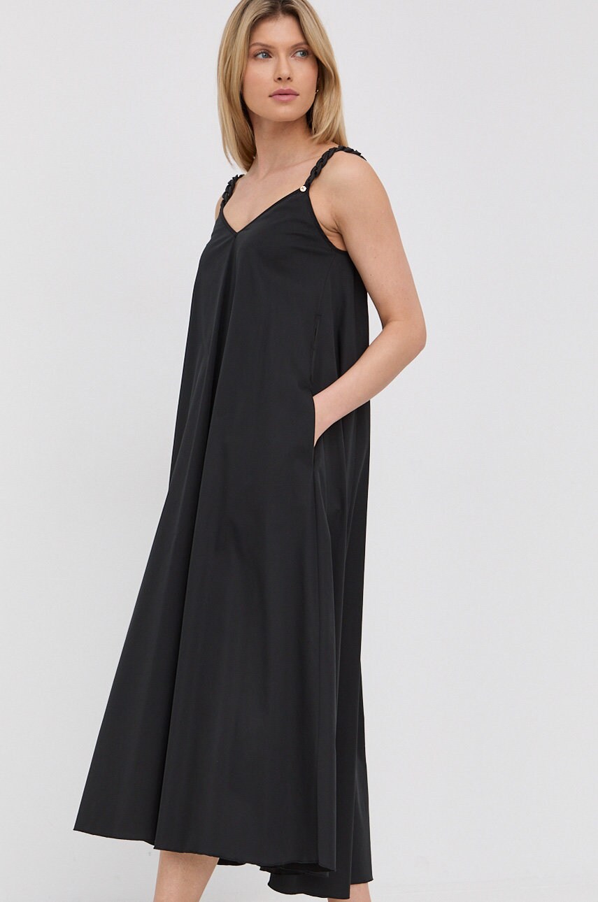 Nissa rochie culoarea negru, midi, evazati