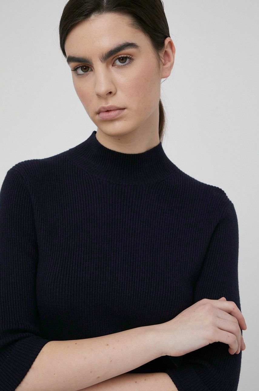 Mos Mosh pulover din amestec de lana femei, culoarea albastru marin, light, cu turtleneck answear.ro
