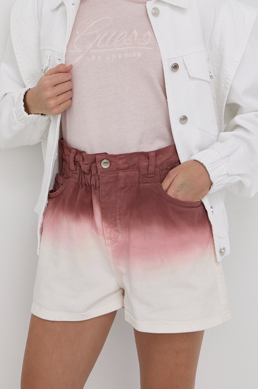 Silvian heach pantaloni scurti jeans femei, culoarea bordo, modelator, high waist