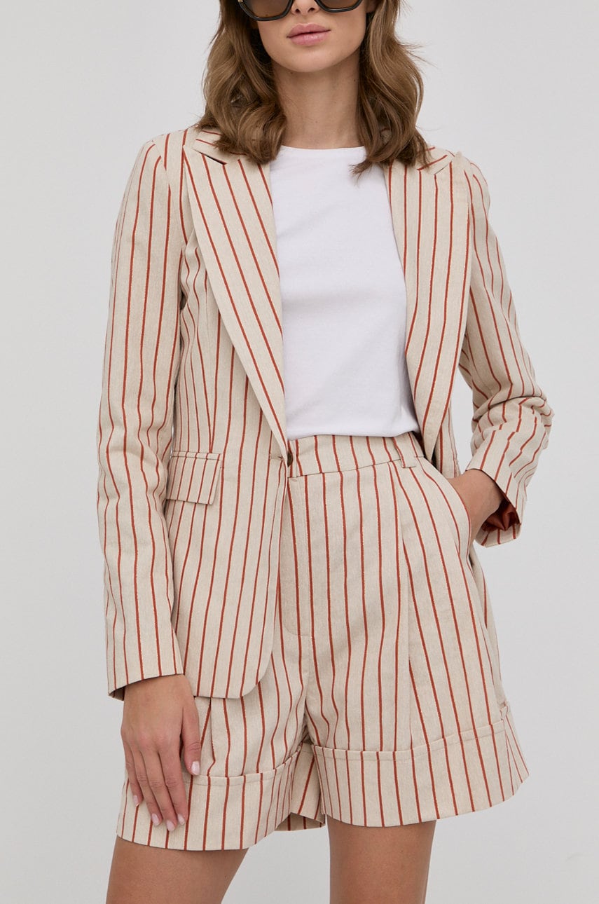 Silvian heach pantaloni scurti femei, culoarea bej, modelator, high waist
