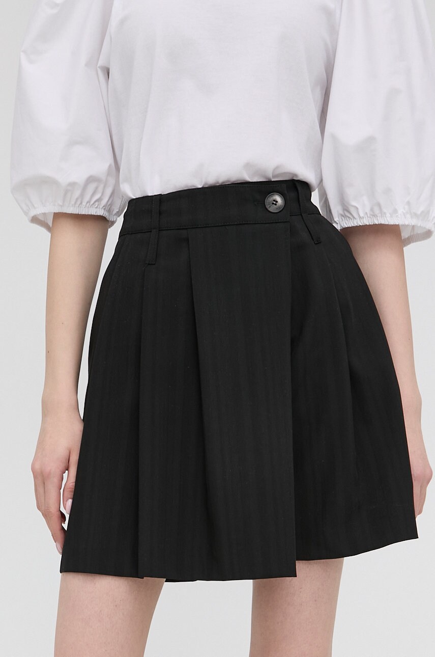 Silvian Heach pantaloni scurti femei, culoarea negru, neted, high waist answear.ro