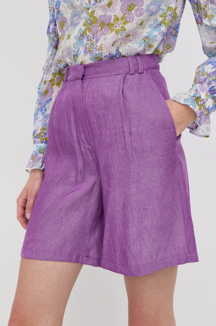 Silvian Heach szorty damskie kolor fioletowy gładkie high waist