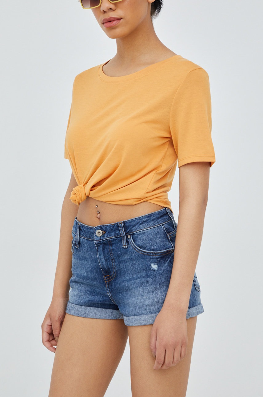 

Джинсові шорти Cross Jeans жіночі колір синій однотонні середня посадка