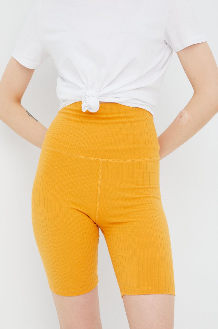 E-shop Kraťasy Brixton dámské, žlutá barva, hladké, high waist