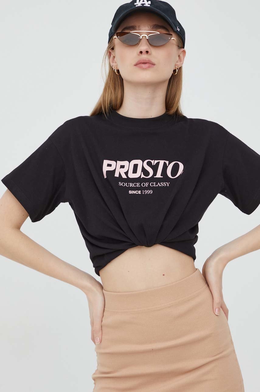 

Памучна тениска Prosto Deny в черно, Черен