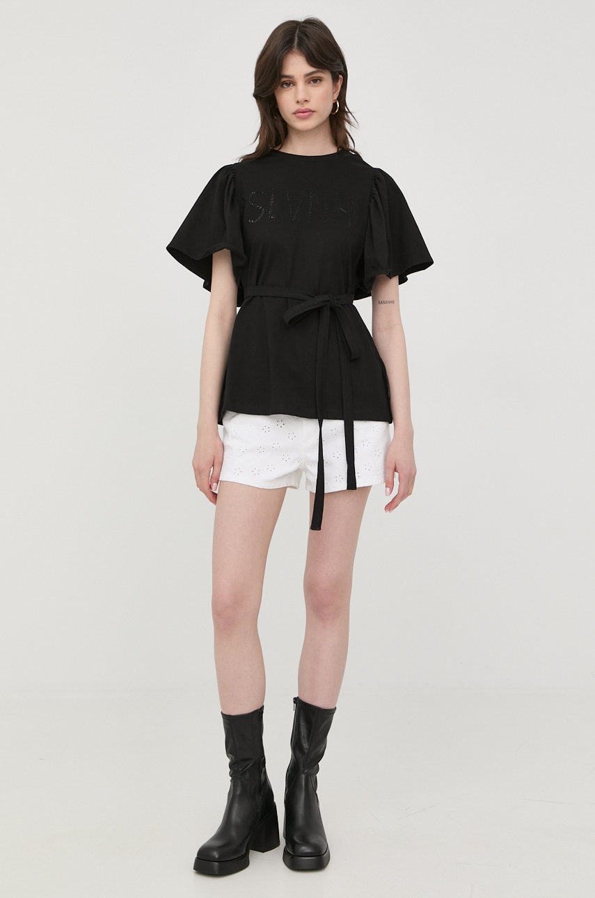 

Бавовняна футболка Silvian Heach колір чорний