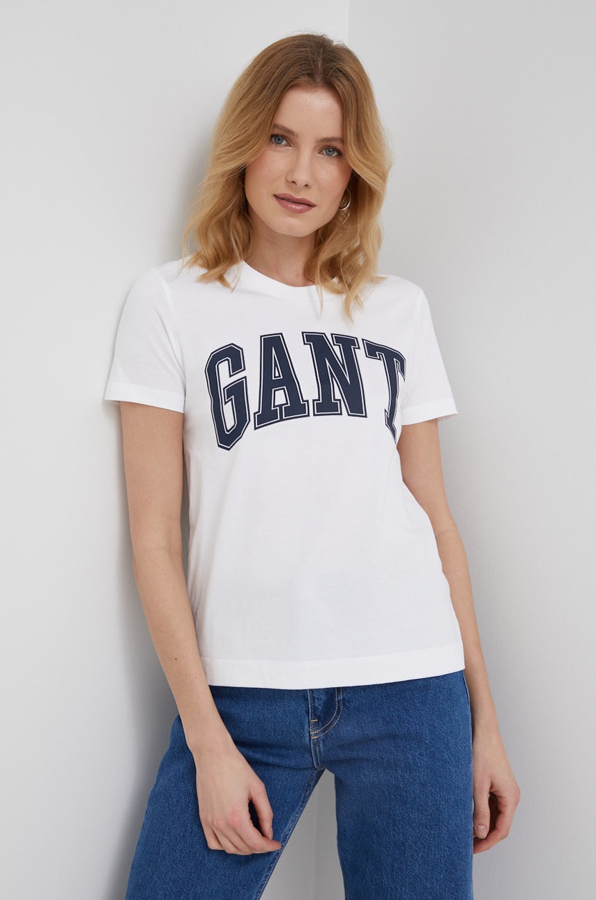 

Памучна тениска Gant в бяло, Бял