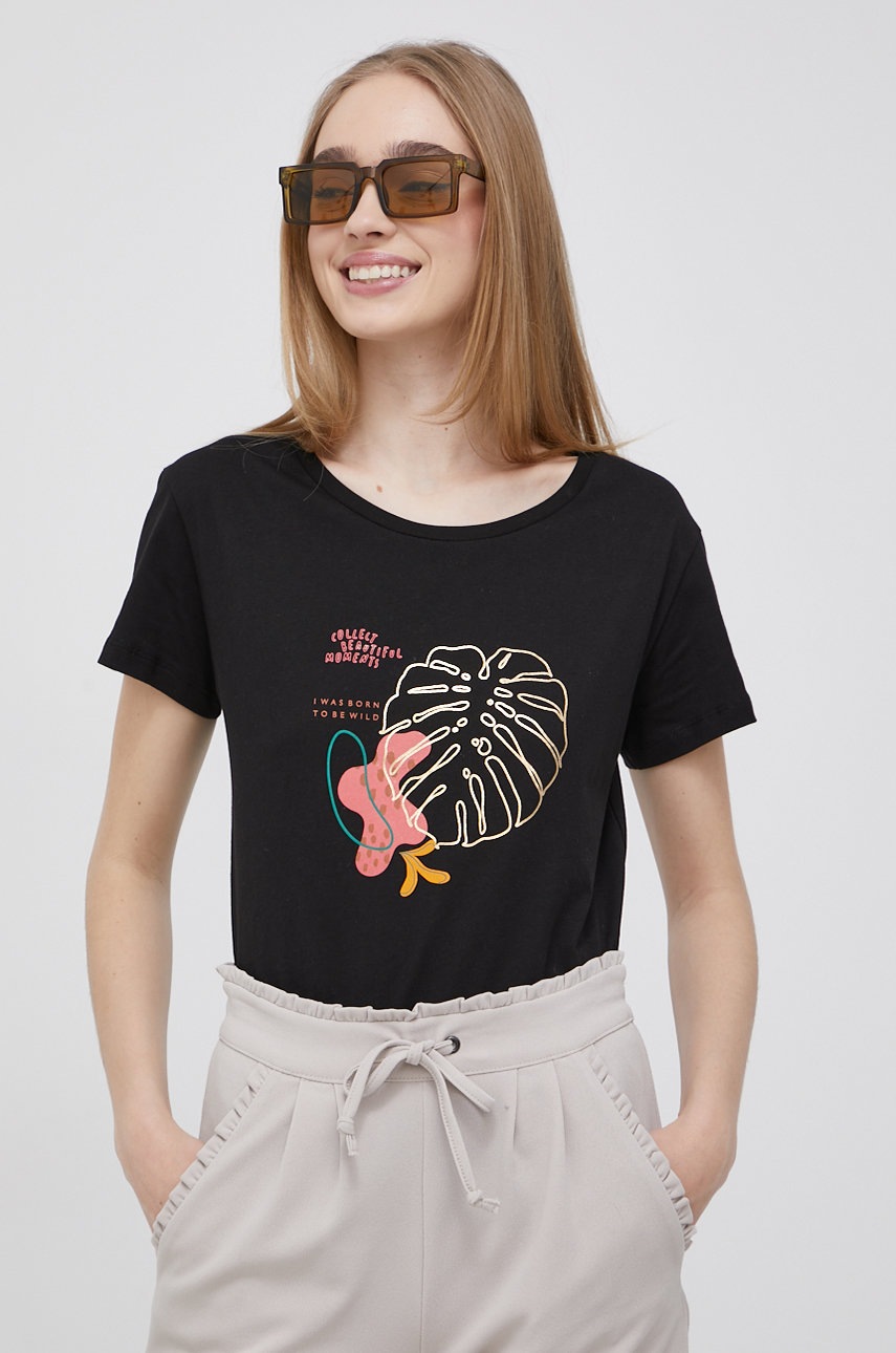 

Памучна тениска Cross Jeans в черно, Черен