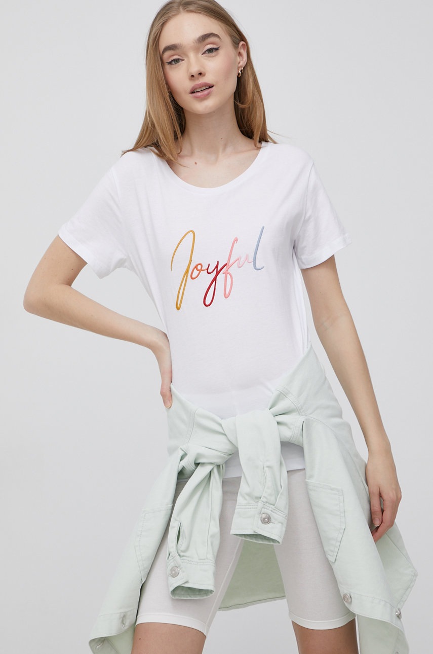 

Памучна тениска Cross Jeans в бяло, Бял