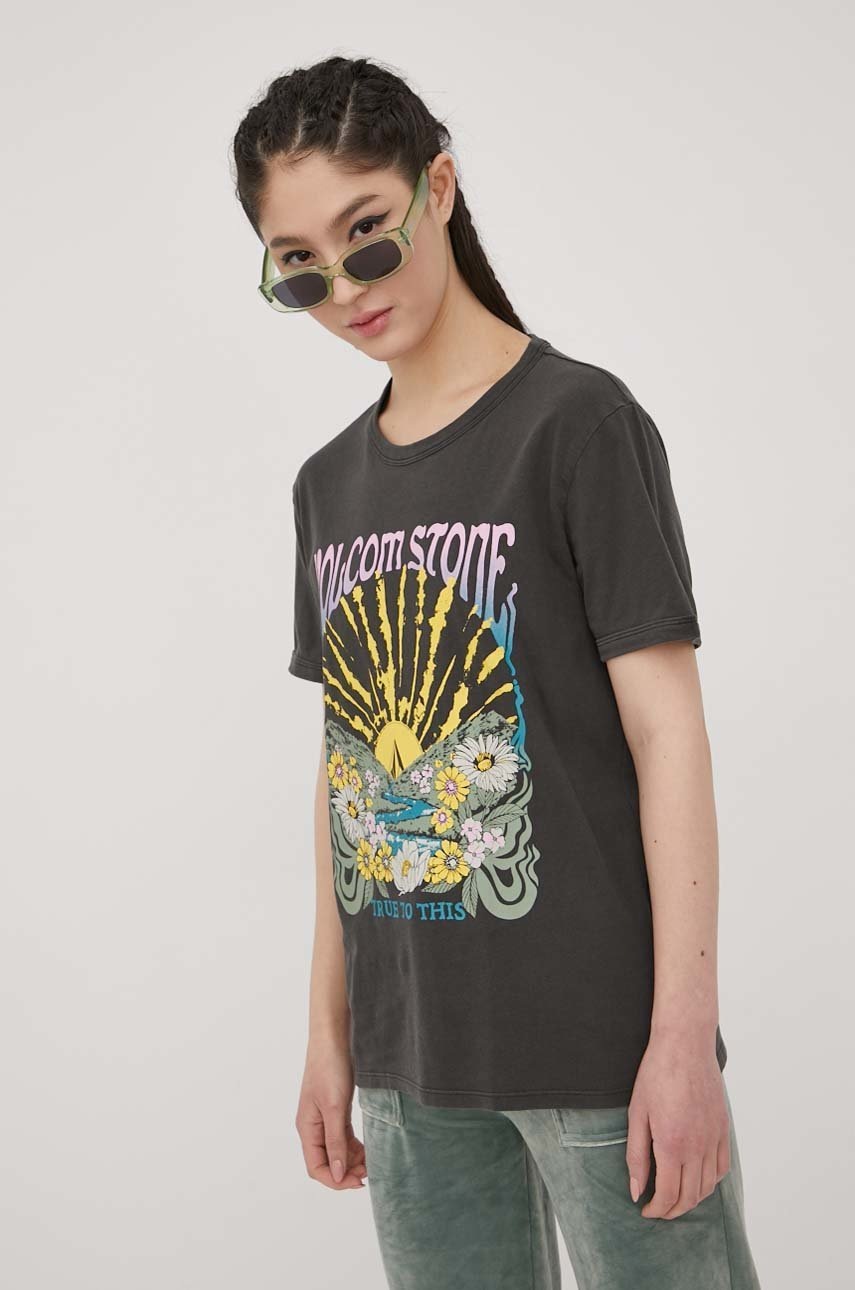 

Бавовняна футболка Volcom колір сірий