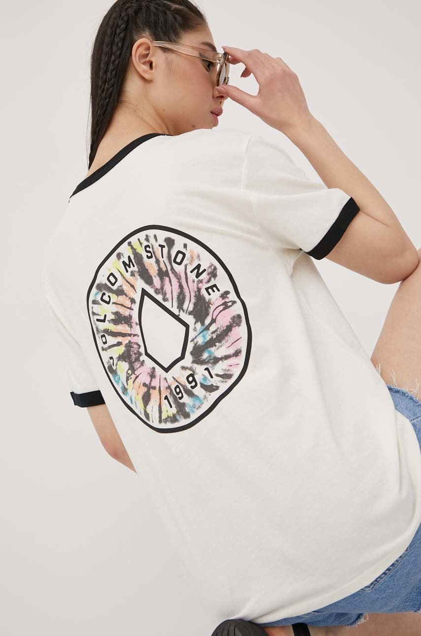 

Памучна тениска Volcom в бяло, Бял