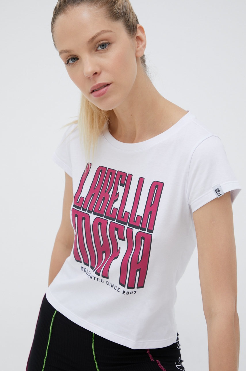 

Памучна тениска LaBellaMafia в бяло, Бял