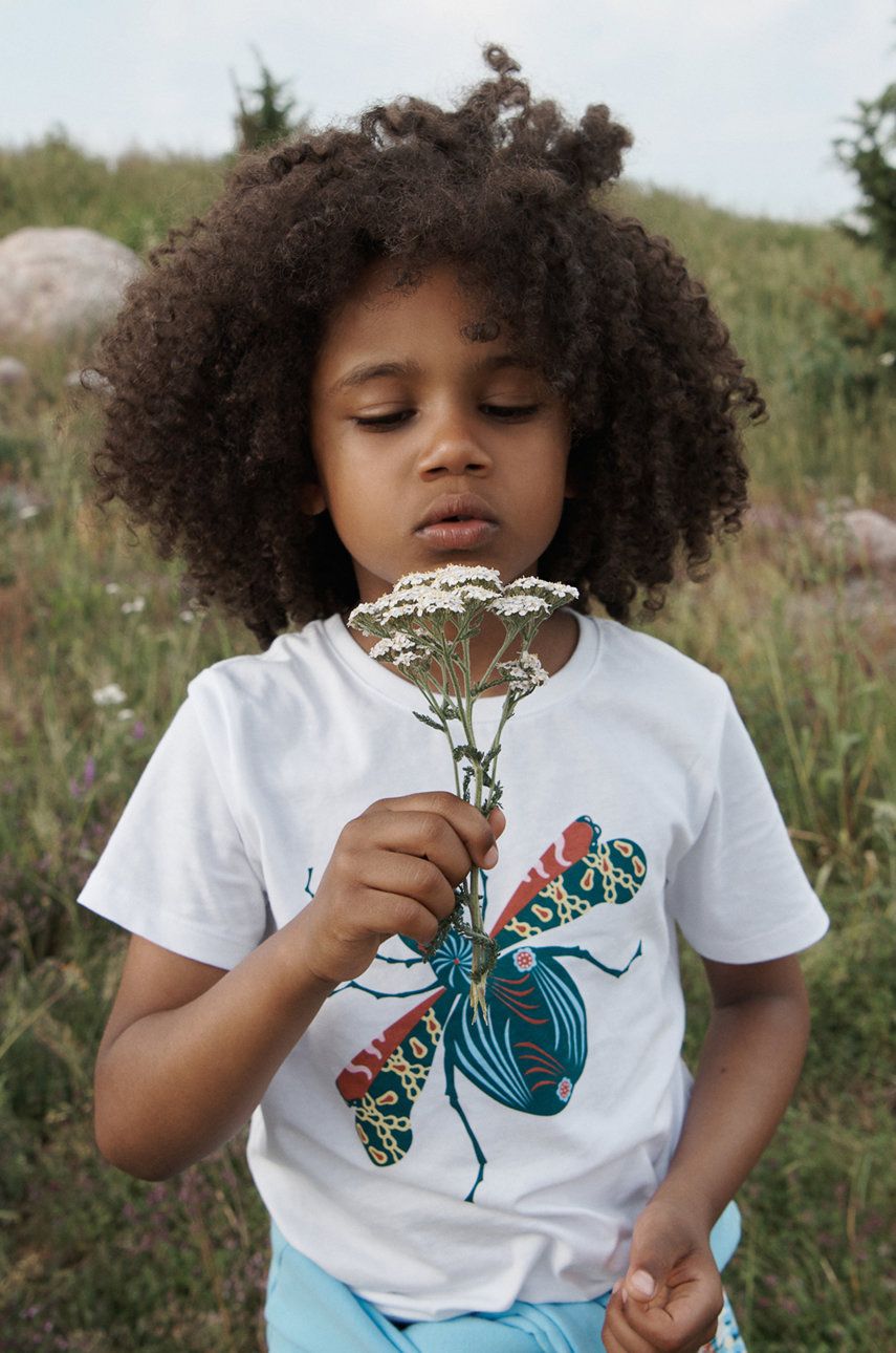 Reima tricou de bumbac pentru copii culoarea turcoaz cu imprimeu
