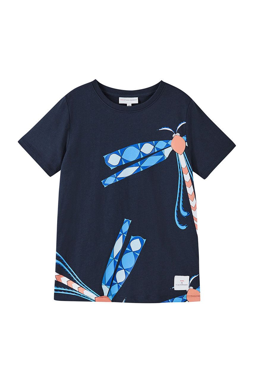 Reima t-shirt bawełniany dziecięcy kolor granatowy wzorzysty