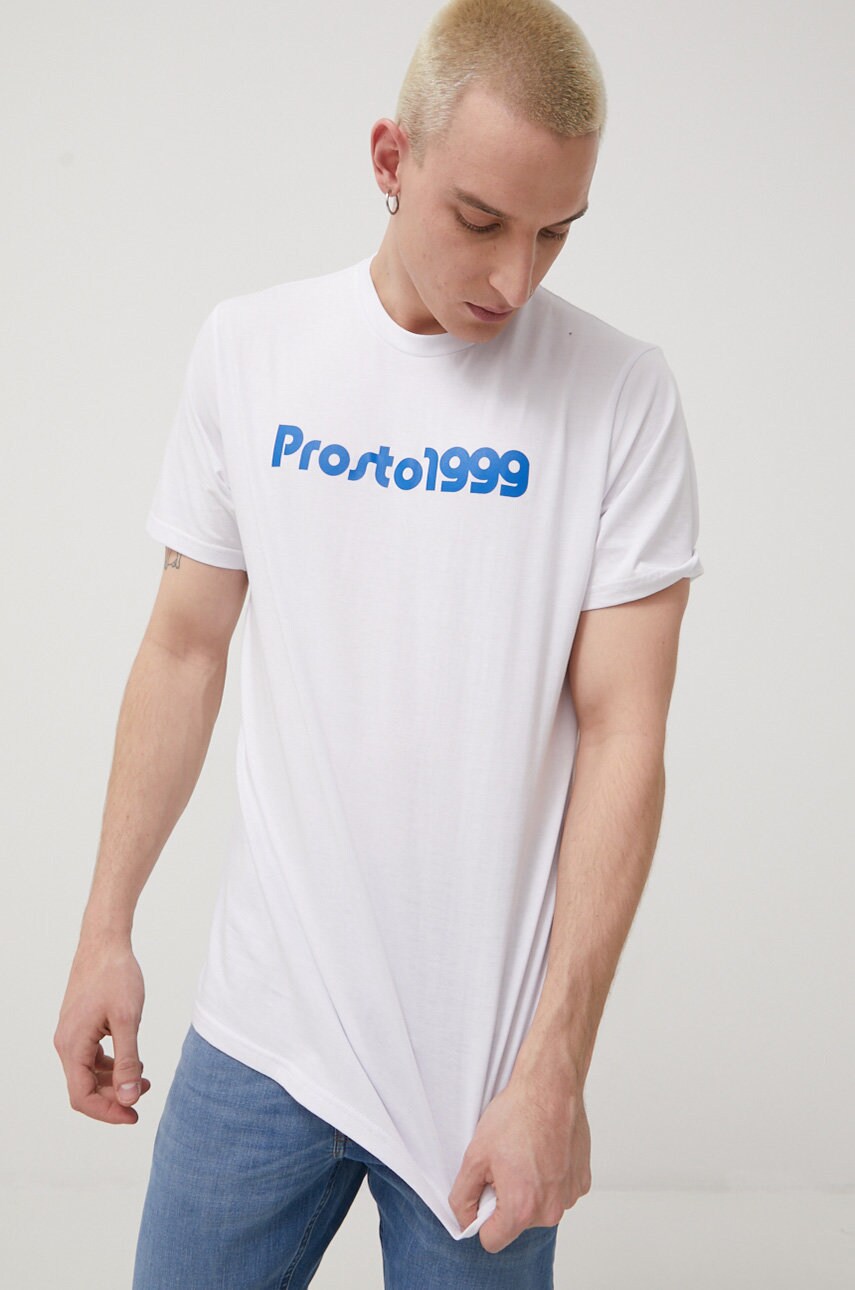 Prosto tricou din bumbac deco culoarea alb, cu imprimeu