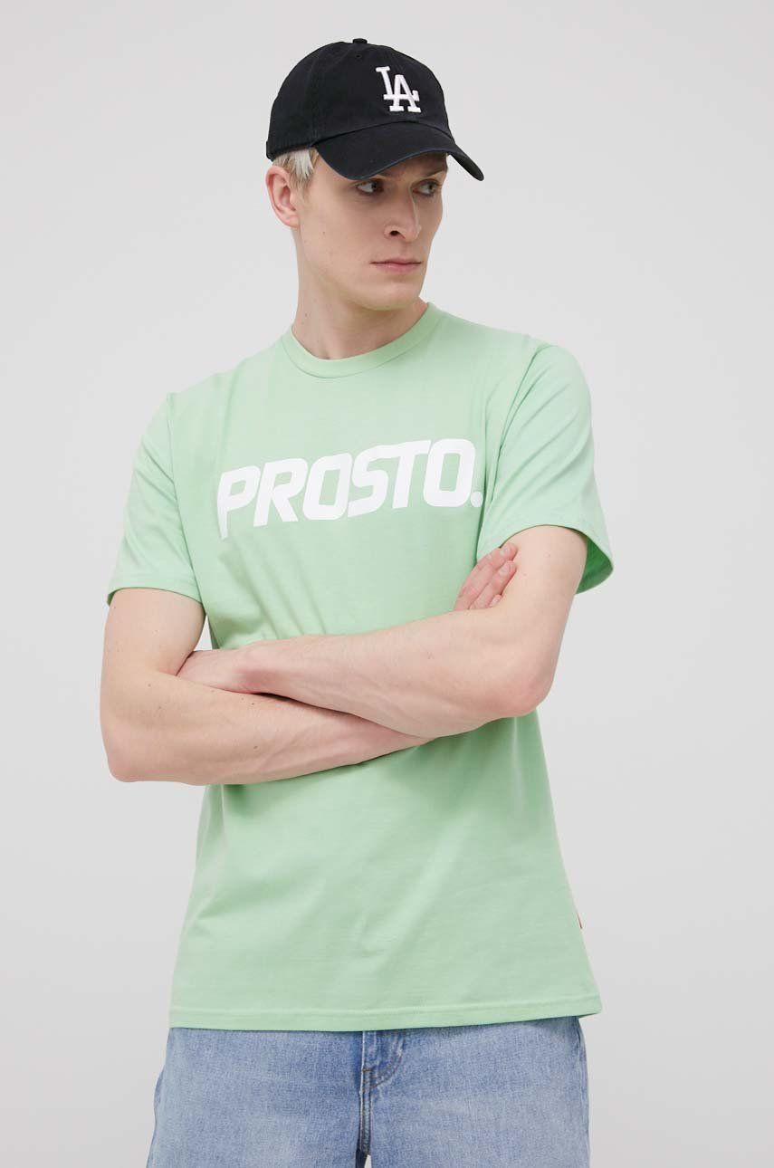 Prosto t-shirt bawełniany CLASSIC kolor zielony z nadrukiem