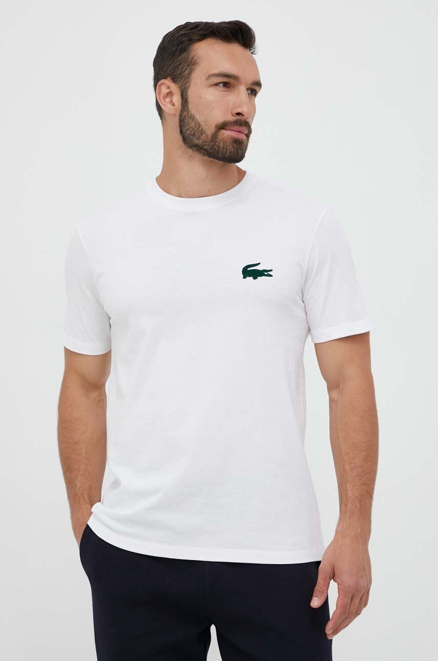 

Бавовняна футболка Lacoste колір білий з аплікацією