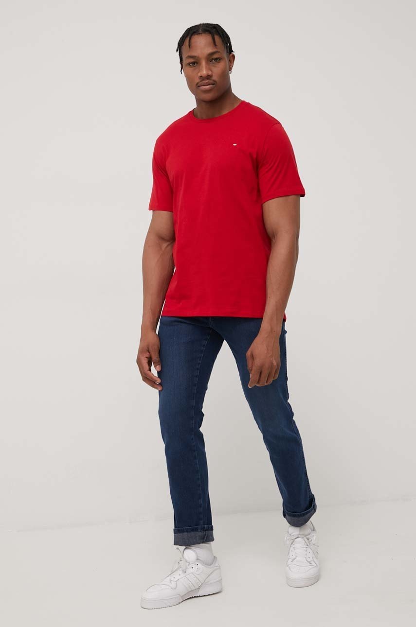 

Бавовняна футболка Cross Jeans колір червоний однотонний