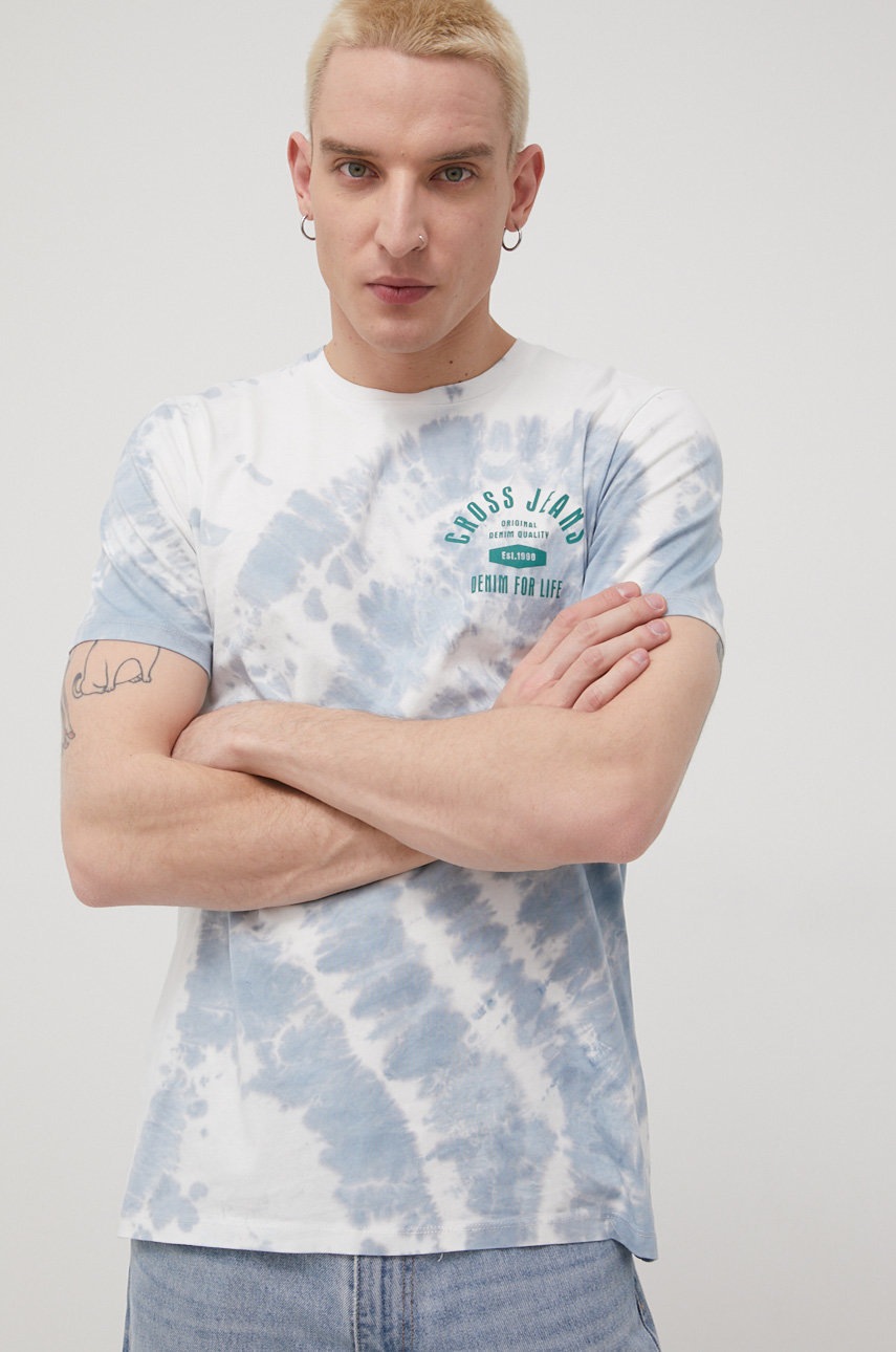 

Памучна тениска Cross Jeans в бяло с принт, Бял