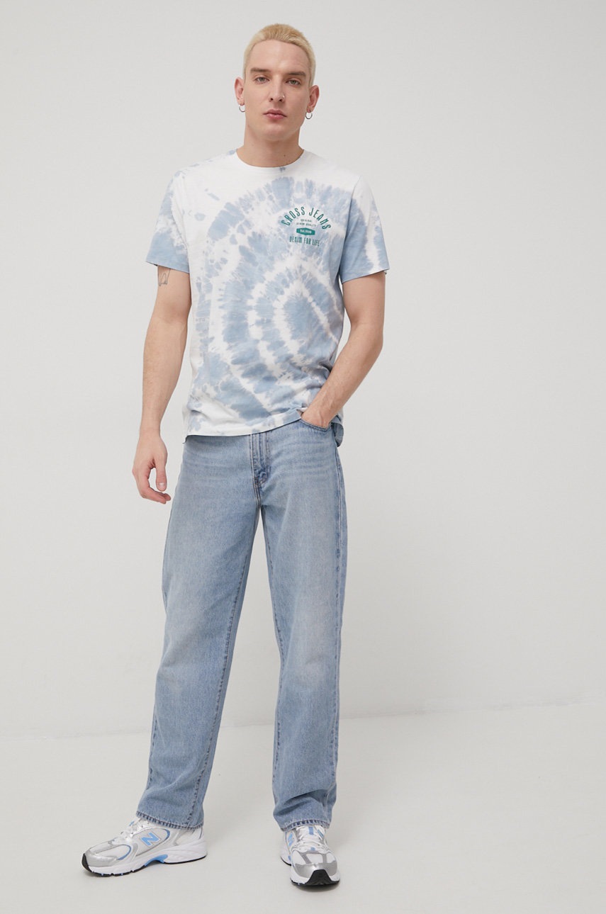 

Хлопковая футболка Cross Jeans цвет белый с принтом