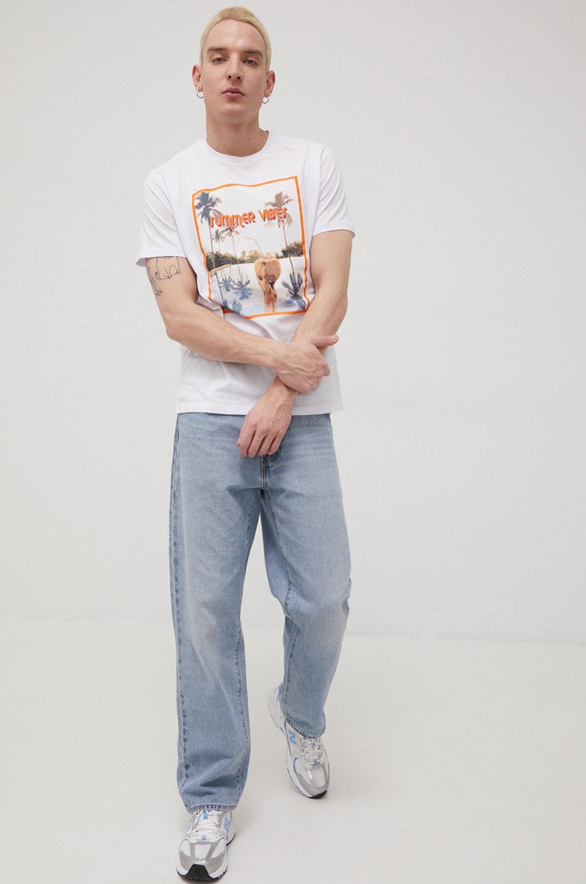 

Бавовняна футболка Cross Jeans колір білий з принтом