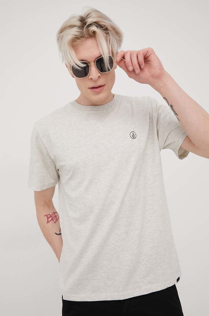 Volcom tricou barbati, culoarea gri, neted