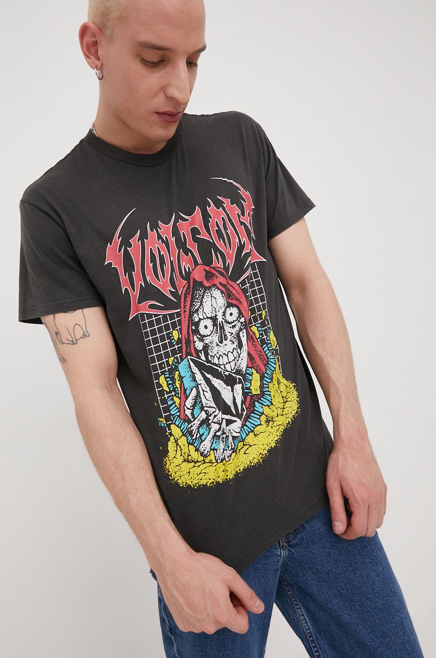 Volcom t-shirt męski kolor szary z nadrukiem