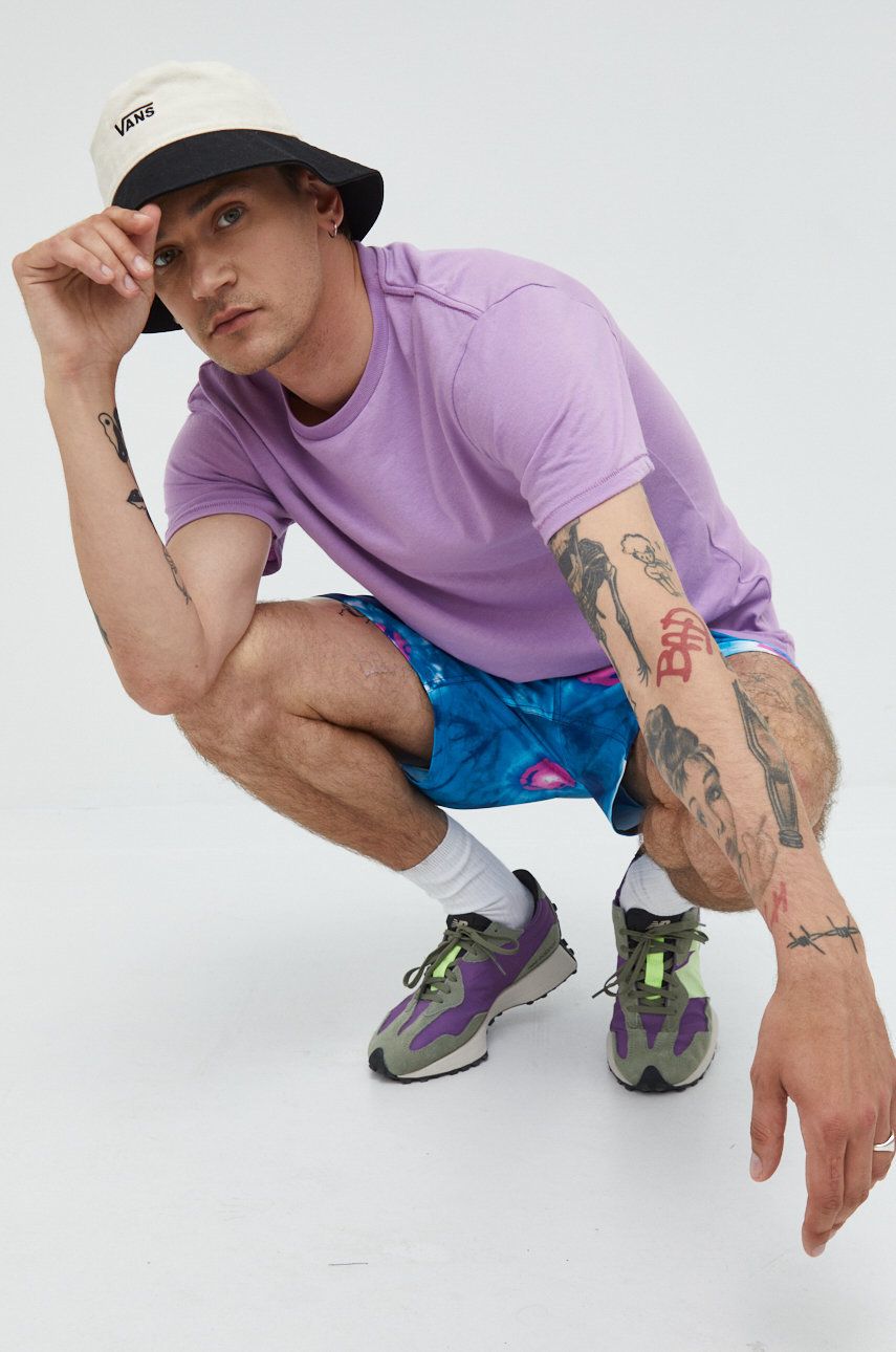 Brixton t-shirt męski kolor fioletowy gładki