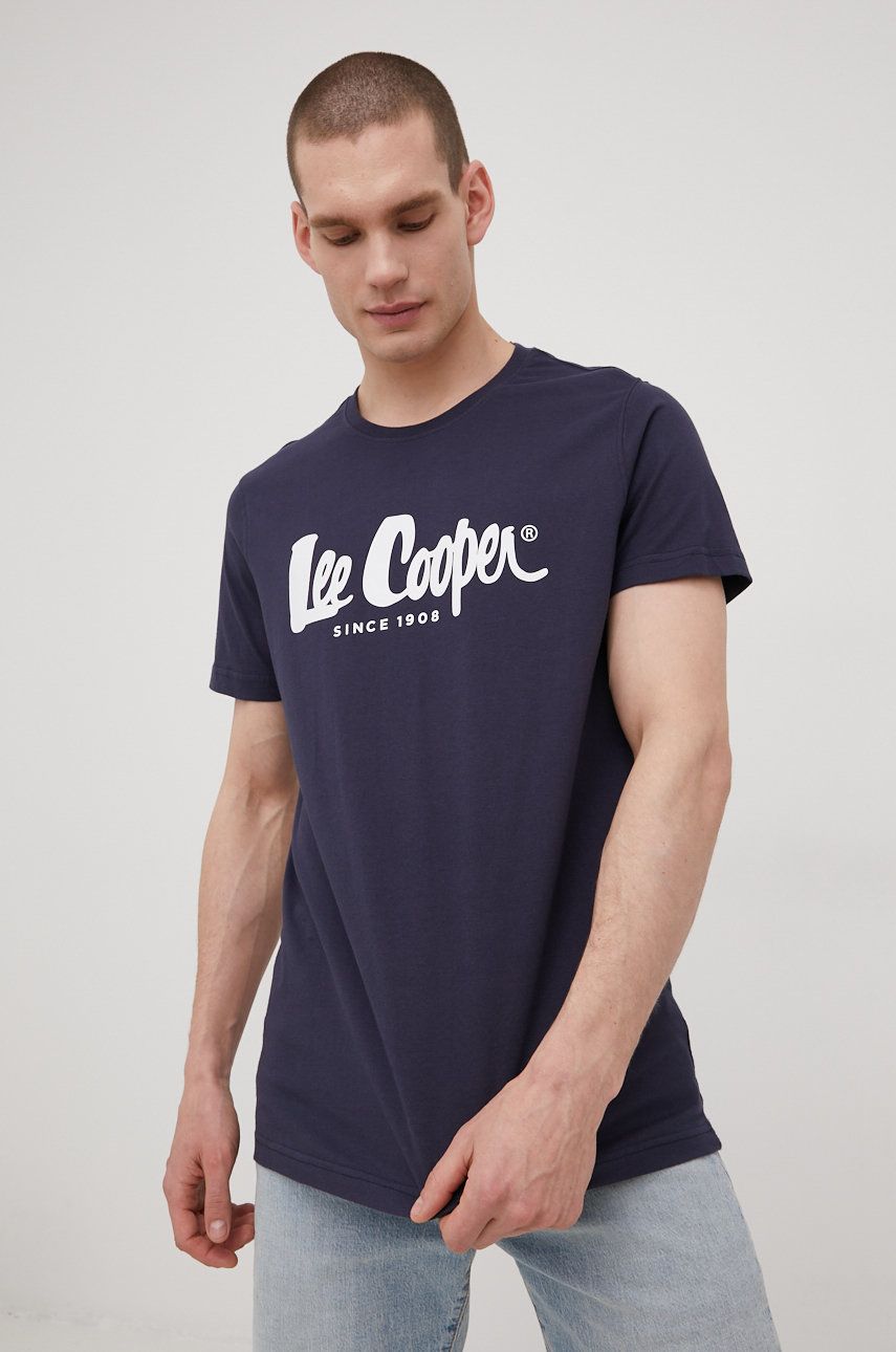 Lee Cooper t-shirt bawełniany kolor granatowy z nadrukiem