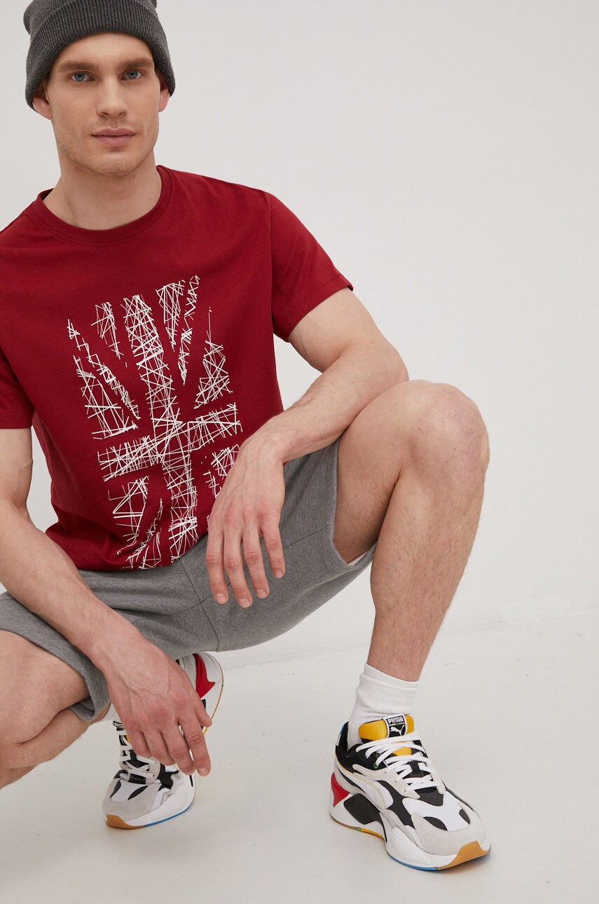 

Памучна тениска Lee Cooper в бордо с принт