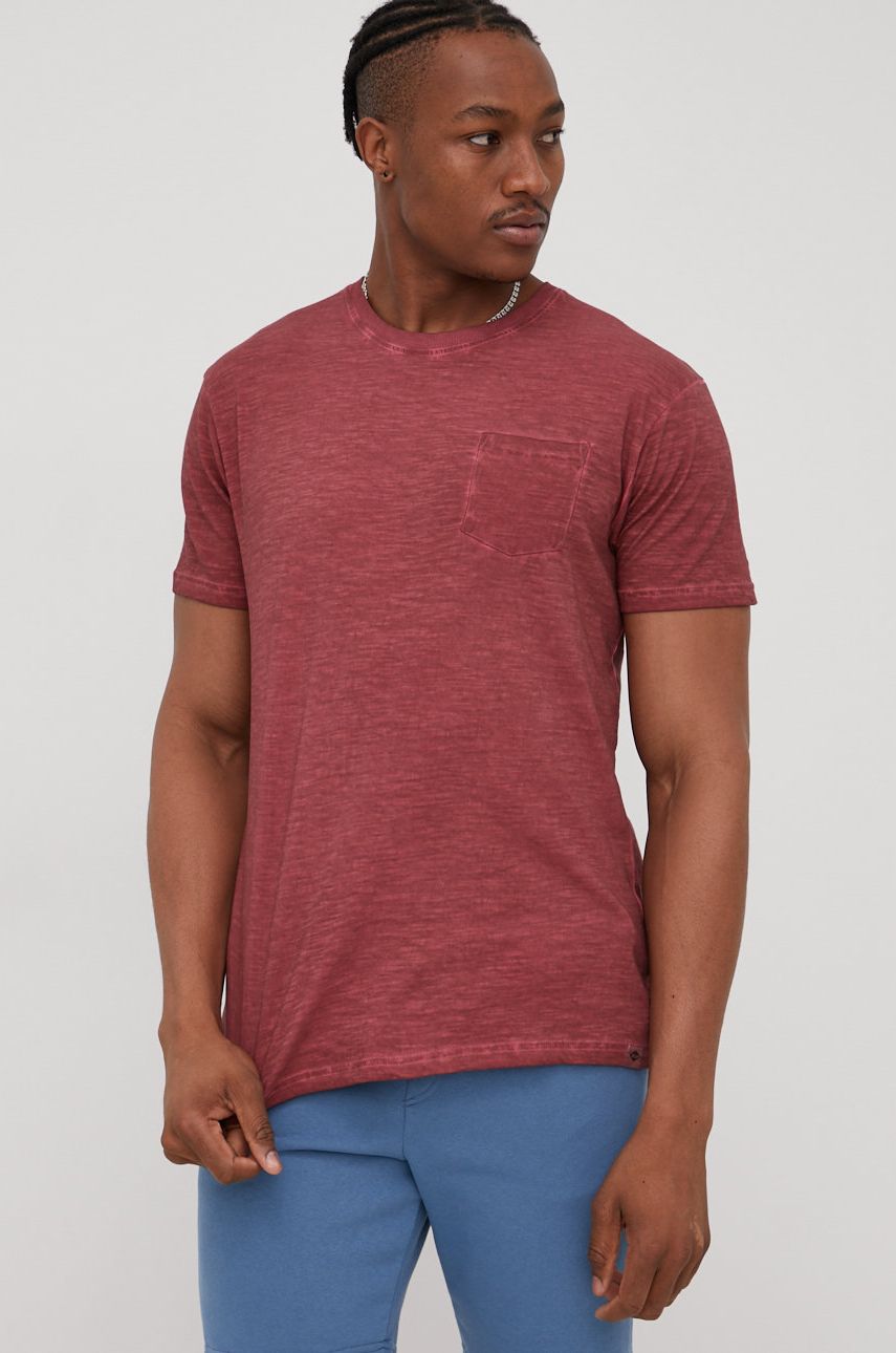 Lee Cooper t-shirt bawełniany kolor bordowy gładki