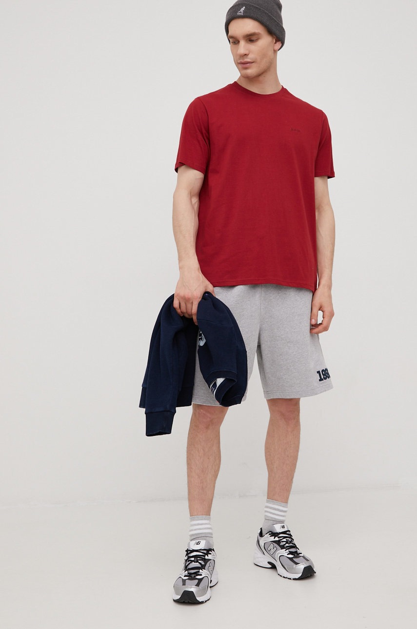 

Хлопковая футболка Lee Cooper цвет бордовый однотонный