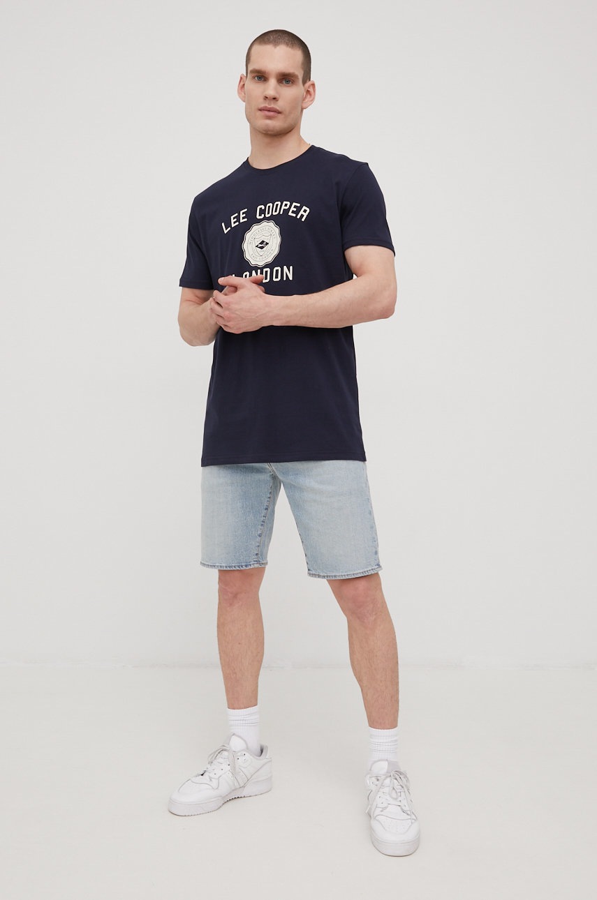 

Хлопковая футболка Lee Cooper цвет синий с принтом