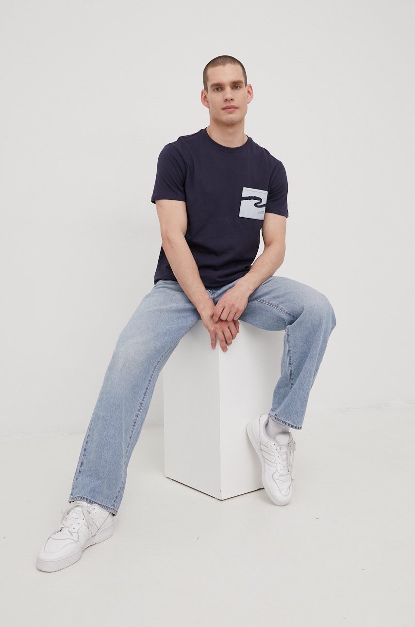 

Хлопковая футболка Lee Cooper цвет синий с принтом