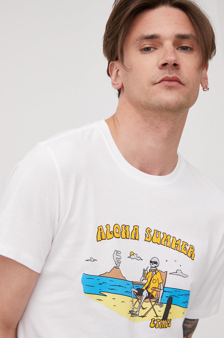Etnies tricou barbati, culoarea alb, cu imprimeu