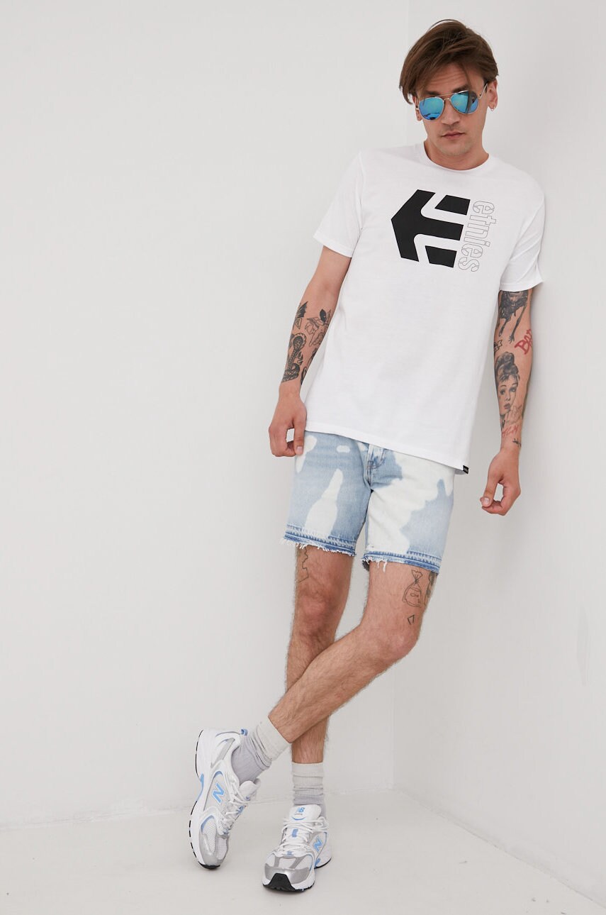 

Хлопковая футболка Etnies цвет белый с принтом