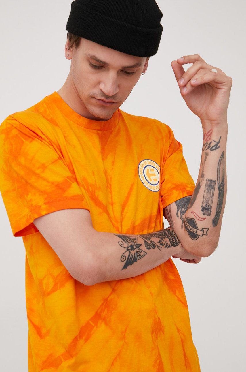 Etnies t-shirt bawełniany kolor pomarańczowy z nadrukiem