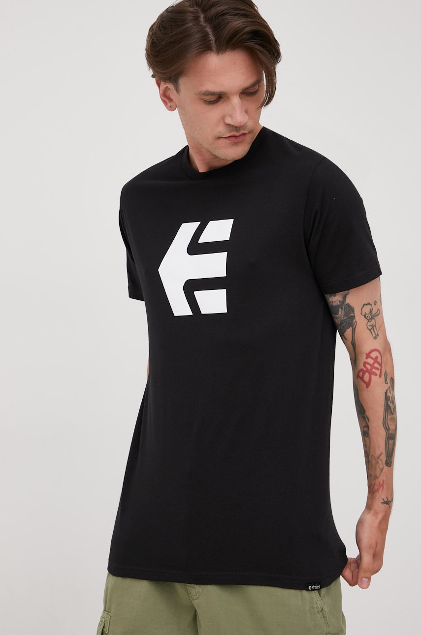 

Хлопковая футболка Etnies цвет чёрный с принтом