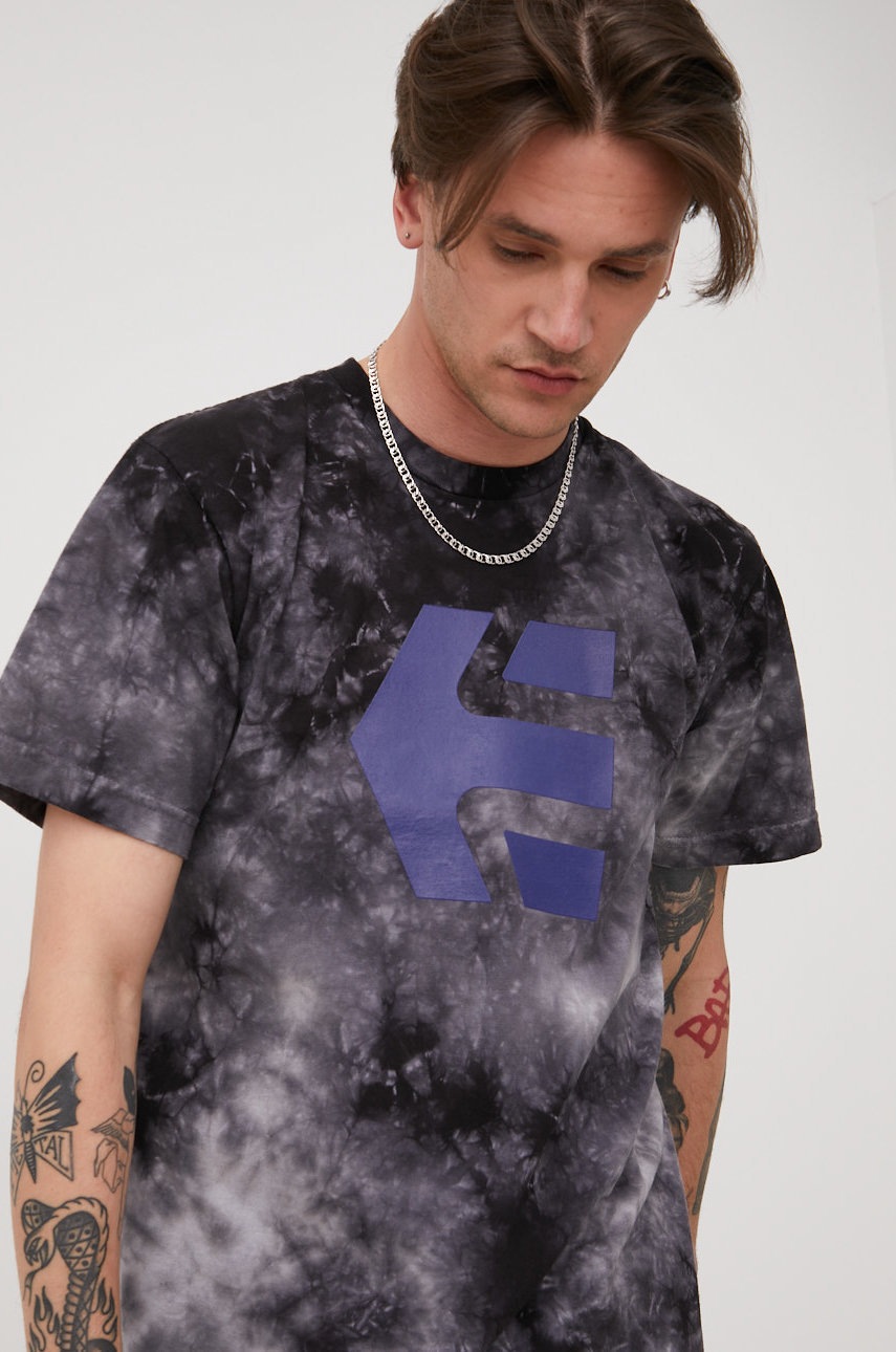 

Памучна тениска Etnies в сиво с принт, Сив