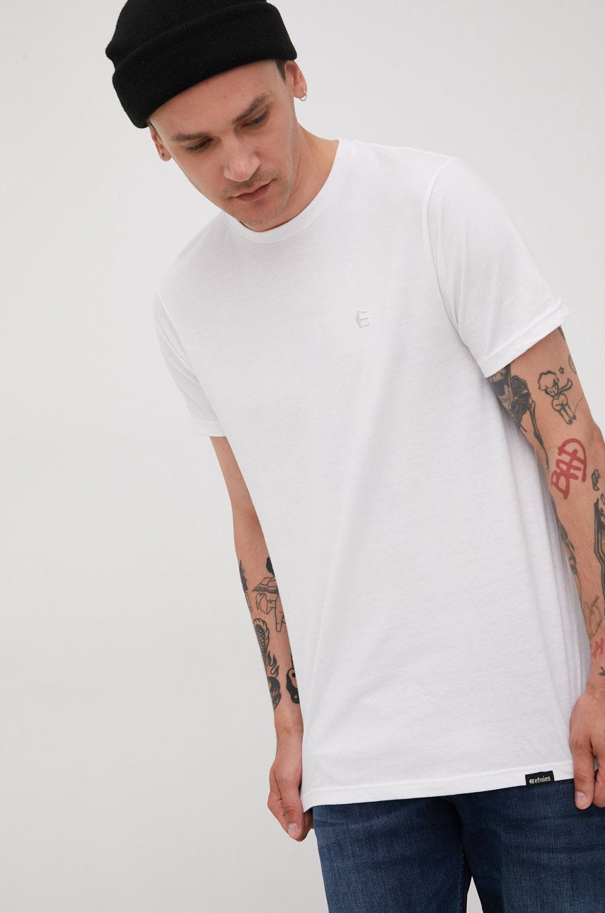 Etnies t-shirt bawełniany kolor biały gładki