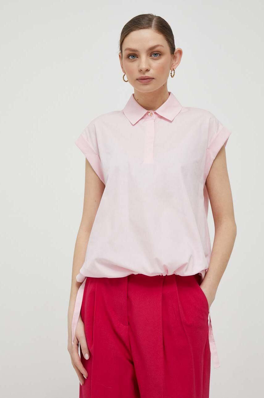 Rich & Royal bluza din bumbac femei, culoarea roz, neted answear.ro