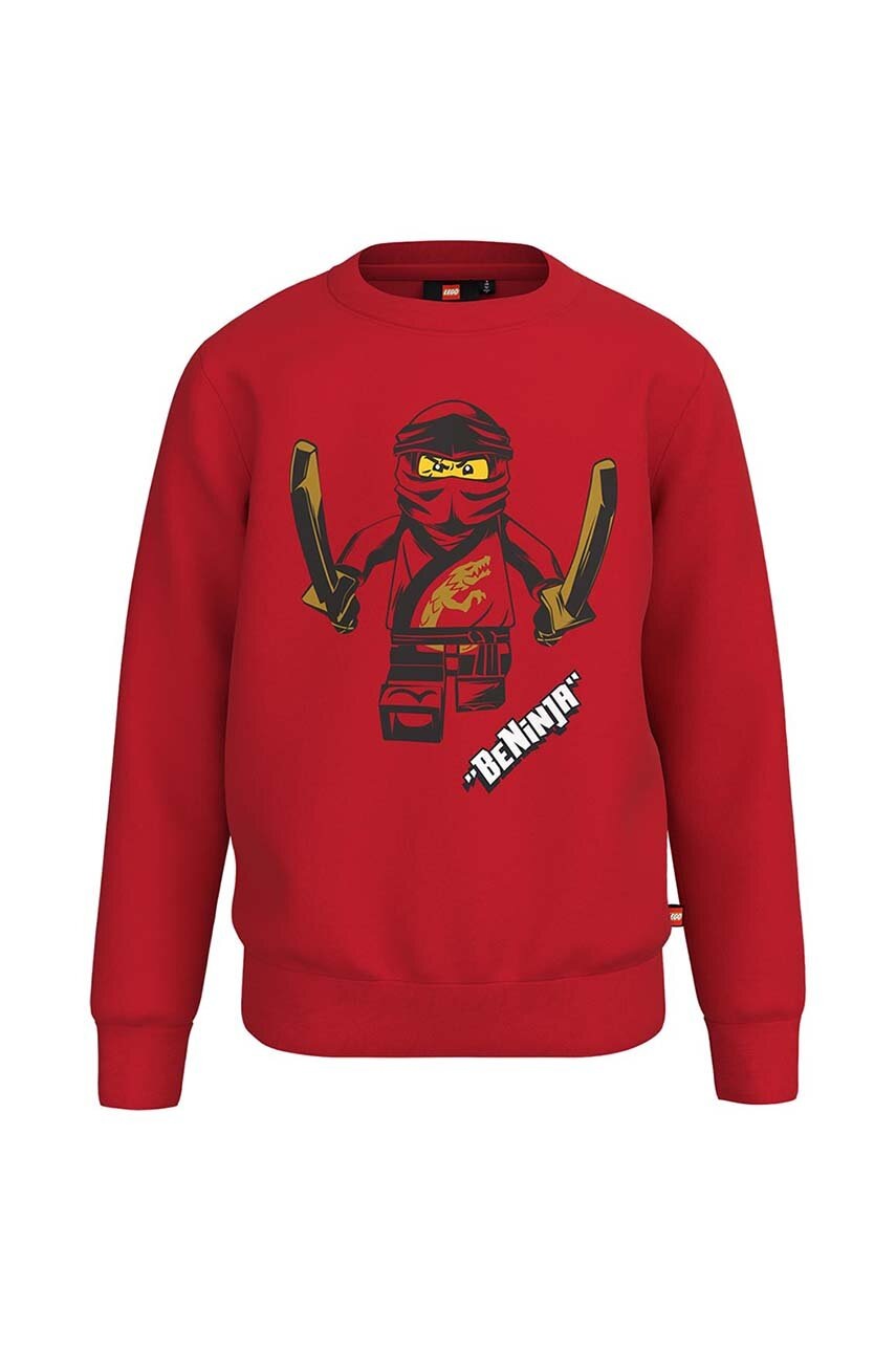 

Детски памучен суичър Lego Ninjago в червено с принт, Червен