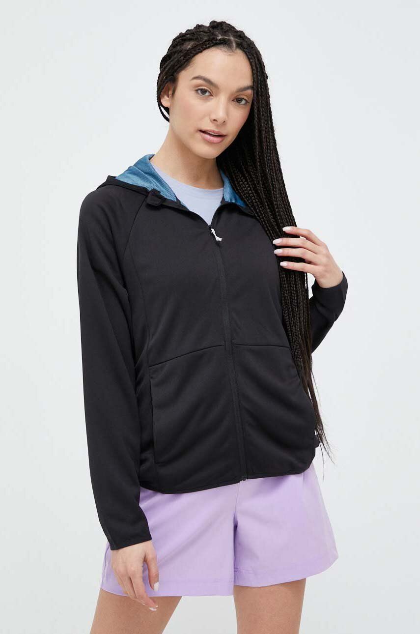 Wrangler bluza ATG femei, culoarea negru, cu glugă, neted answear.ro