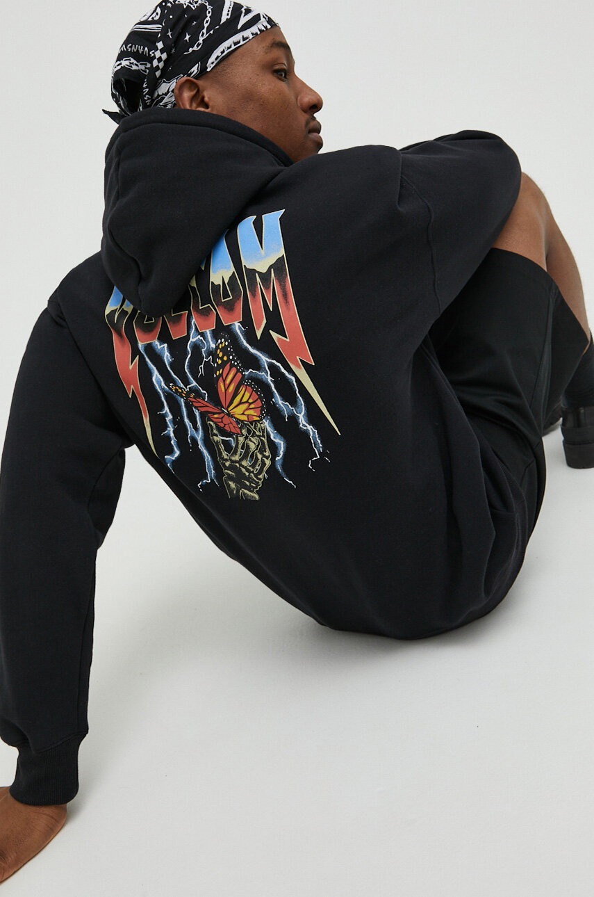 

Кофта Volcom чоловіча колір чорний з капюшоном з принтом