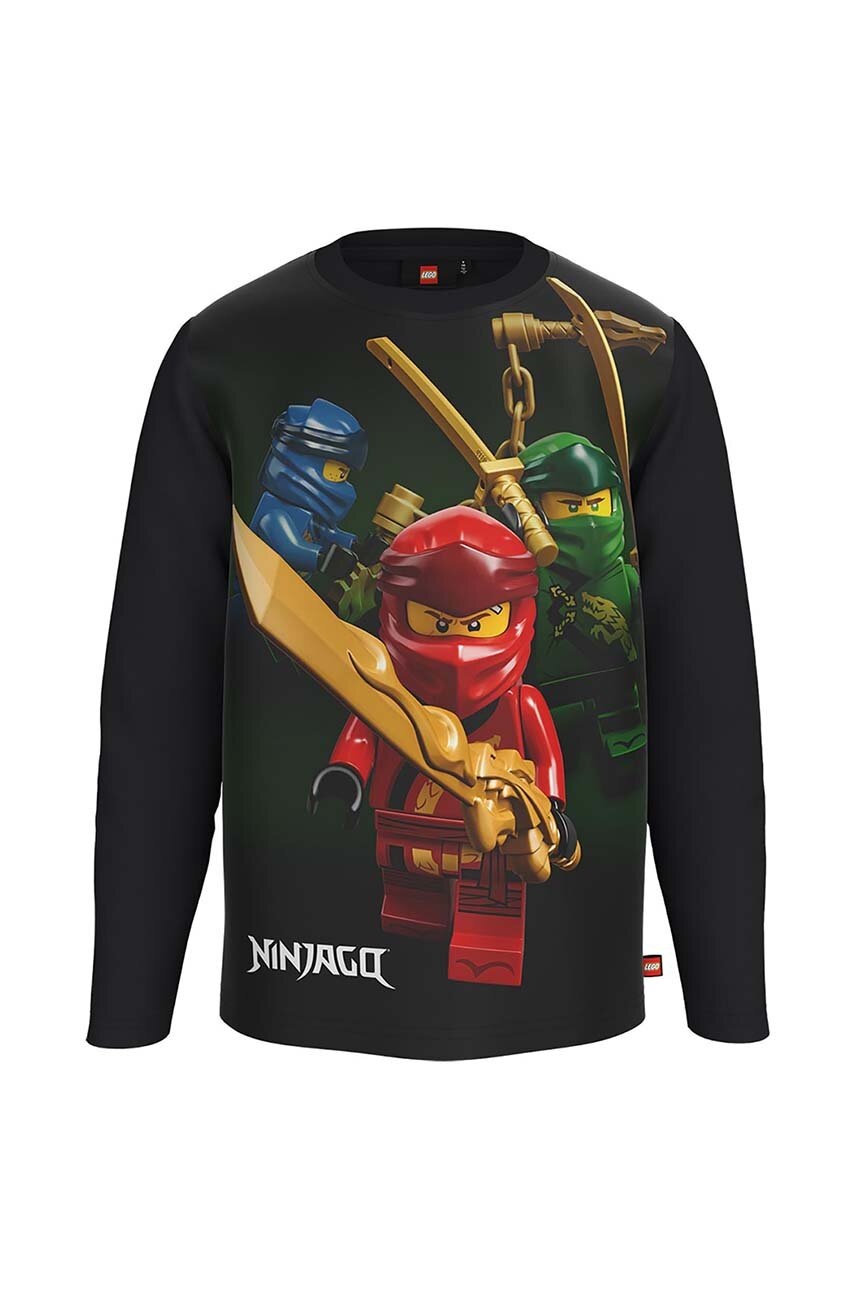 

Дитячий лонгслів Lego Ninjago колір чорний візерунок