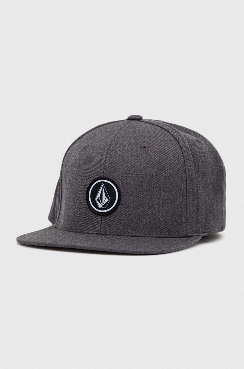 

Шапка с козирка с вълна Volcom в сиво с апликация, Сив